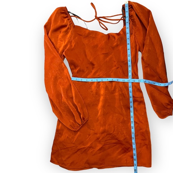 NWT Forever 21 Orange Rusty Red long sleeve Dress Size Small - Picture 4 of 8
